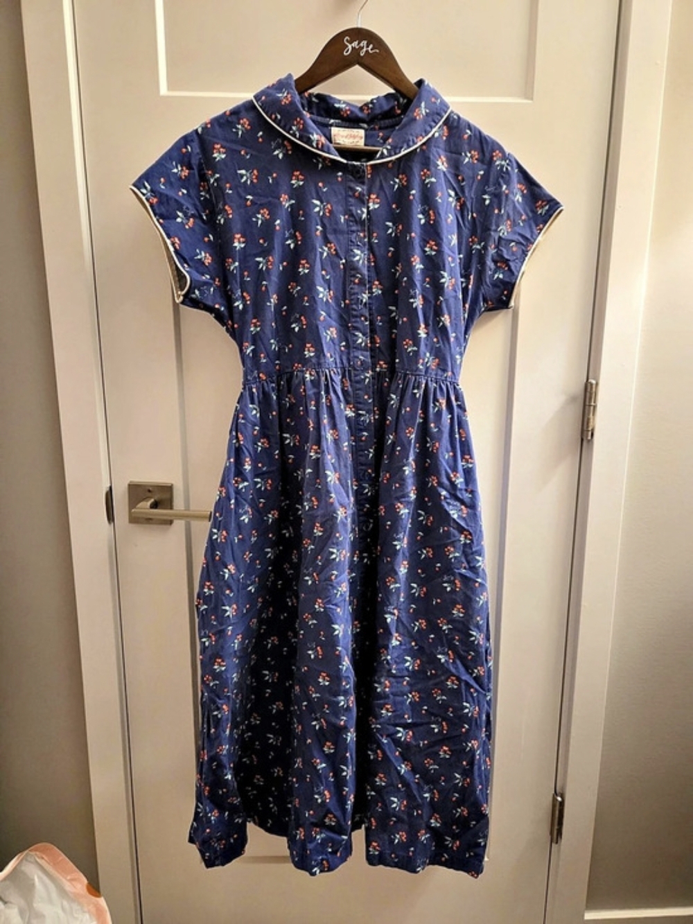 Lanz Of Salzburg Cherries Midi Dress in Blue